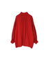 INMDS25011D AUTO LOOM COTTON/LINEN PLAIN OVERDYE FRILL COLLAR SHIRT WITH MINI PINTUCK