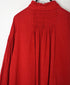 INMDS25011D AUTO LOOM COTTON/LINEN PLAIN OVERDYE FRILL COLLAR SHIRT WITH MINI PINTUCK