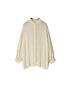 INMDS25011D AUTO LOOM COTTON/LINEN PLAIN OVERDYE FRILL COLLAR SHIRT WITH MINI PINTUCK