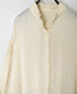 INMDS25011D AUTO LOOM COTTON/LINEN PLAIN OVERDYE FRILL COLLAR SHIRT WITH MINI PINTUCK