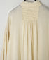 INMDS25011D AUTO LOOM COTTON/LINEN PLAIN OVERDYE FRILL COLLAR SHIRT WITH MINI PINTUCK