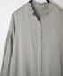 INMDS25011D AUTO LOOM COTTON/LINEN PLAIN OVERDYE FRILL COLLAR SHIRT WITH MINI PINTUCK