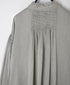 INMDS25011D AUTO LOOM COTTON/LINEN PLAIN OVERDYE FRILL COLLAR SHIRT WITH MINI PINTUCK