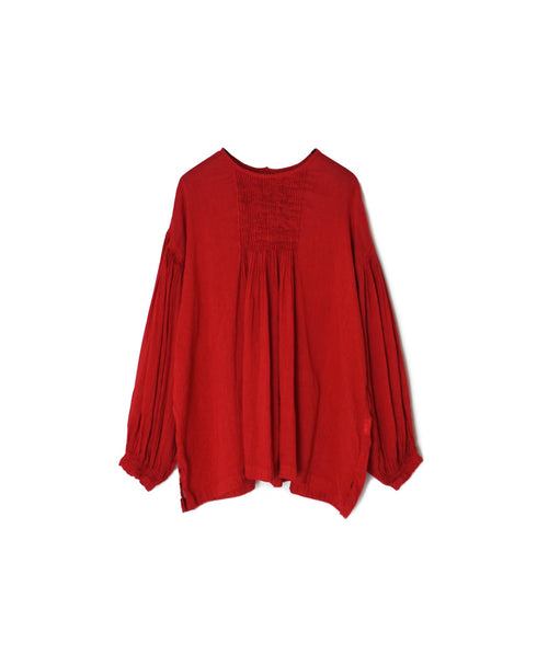 INMDS25012D AUTO LOOM COTTON/LINEN PLAIN OVERDYE BACK OPENING CREW-NECK SHIRT