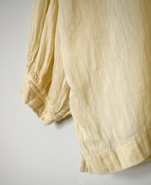 INMDS25012D AUTO LOOM COTTON/LINEN PLAIN OVERDYE BACK OPENING CREW-NECK SHIRT