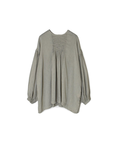 INMDS25012D AUTO LOOM COTTON/LINEN PLAIN OVERDYE BACK OPENING CREW-NECK SHIRT