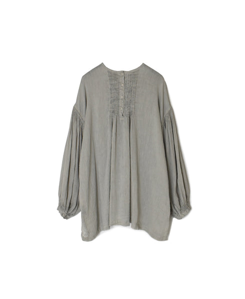 INMDS25012D AUTO LOOM COTTON/LINEN PLAIN OVERDYE BACK OPENING CREW-NECK SHIRT
