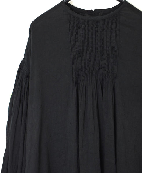 INMDS25012D AUTO LOOM COTTON/LINEN PLAIN OVERDYE BACK OPENING CREW-NECK SHIRT
