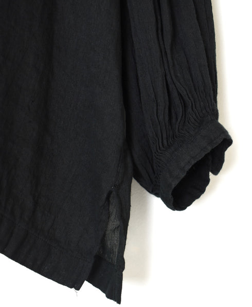 INMDS25012D AUTO LOOM COTTON/LINEN PLAIN OVERDYE BACK OPENING CREW-NECK SHIRT