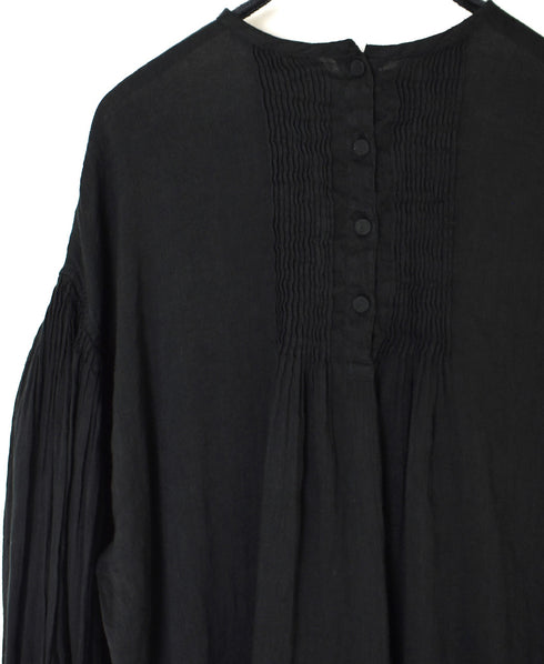 INMDS25012D AUTO LOOM COTTON/LINEN PLAIN OVERDYE BACK OPENING CREW-NECK SHIRT