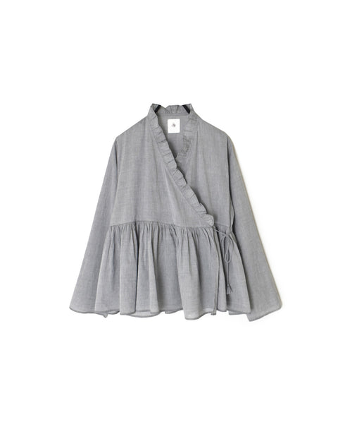 INMDS25065 HANDWOVEN YARN DYE NATURAL INDIGO CHAMBRAY FRILL CACHE COEUR