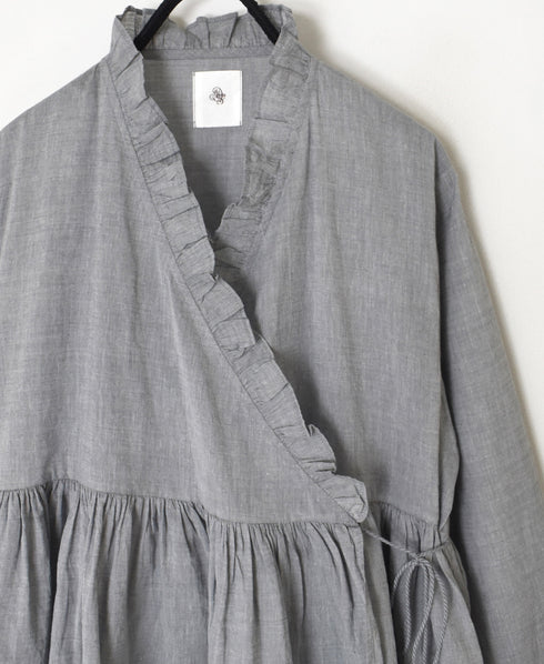 INMDS25065 HANDWOVEN YARN DYE NATURAL INDIGO CHAMBRAY FRILL CACHE COEUR