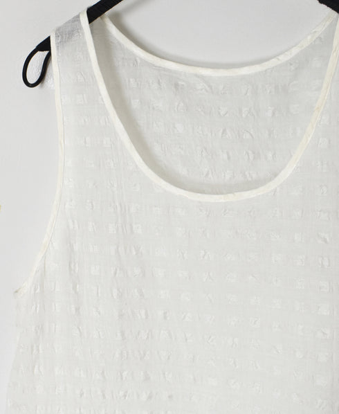 INMDS25081 HANDWOVEN COTTON SILK CHECK U-NECK TANK TOP