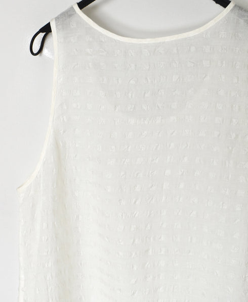 INMDS25081 HANDWOVEN COTTON SILK CHECK U-NECK TANK TOP