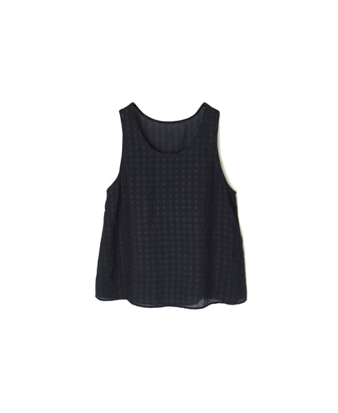 INMDS25081 HANDWOVEN COTTON SILK CHECK U-NECK TANK TOP