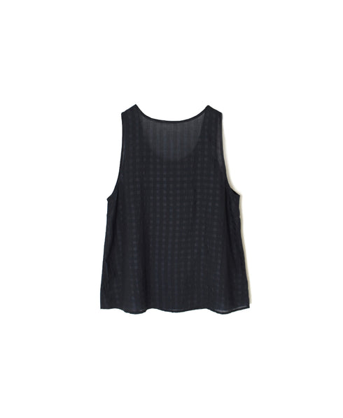 INMDS25081 HANDWOVEN COTTON SILK CHECK U-NECK TANK TOP