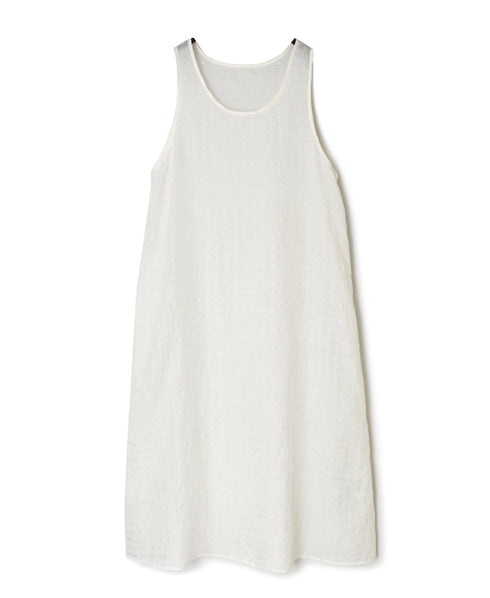 INMDS25082 HANDWOVEN COTTON SILK CHECK U-NECK TANK TOP DRESS