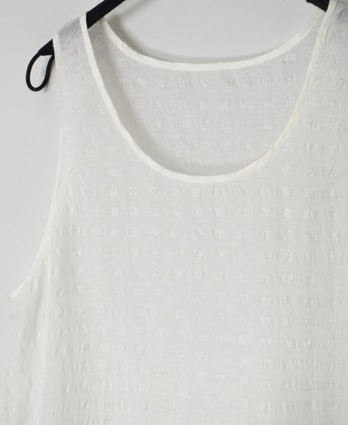 INMDS25082 HANDWOVEN COTTON SILK CHECK U-NECK TANK TOP DRESS