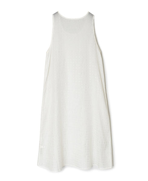 INMDS25082 HANDWOVEN COTTON SILK CHECK U-NECK TANK TOP DRESS