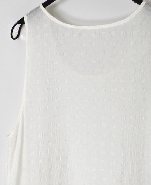 INMDS25082 HANDWOVEN COTTON SILK CHECK U-NECK TANK TOP DRESS