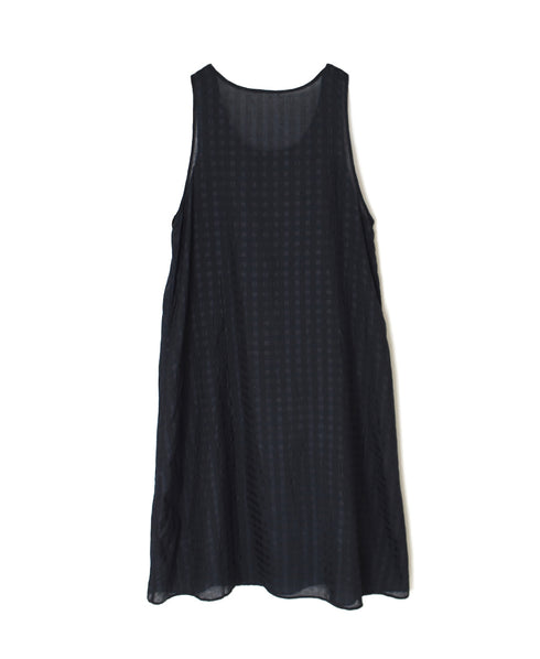 INMDS25082 HANDWOVEN COTTON SILK CHECK U-NECK TANK TOP DRESS