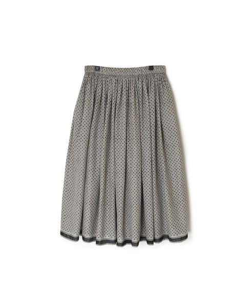 INMDS25105 80s VOILE TRIANGLE BLOCK PRINT GATHERED SKIRT