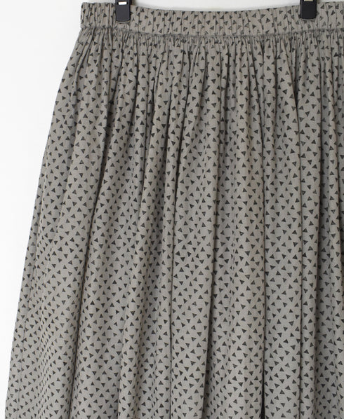 INMDS25105 80s VOILE TRIANGLE BLOCK PRINT GATHERED SKIRT
