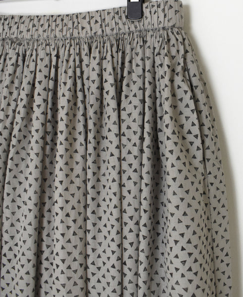INMDS25105 80s VOILE TRIANGLE BLOCK PRINT GATHERED SKIRT