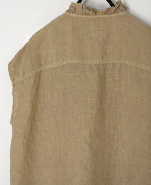 INMDS26001D 60s AUTOLOOM LINEN PLAIN OVERDYE FRENCH/SL FRILL COLLAR SHIRTS