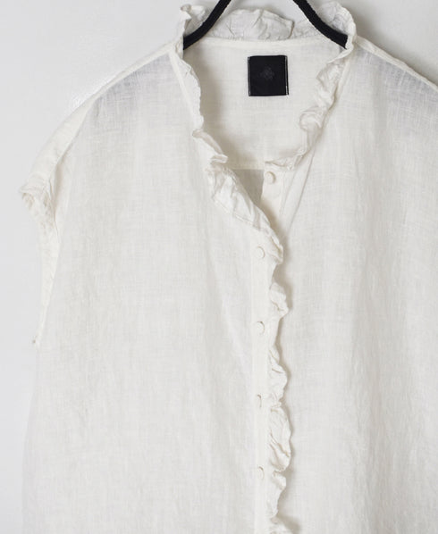 INMDS26001D 60s AUTOLOOM LINEN PLAIN OVERDYE FRENCH/SL FRILL COLLAR SHIRTS