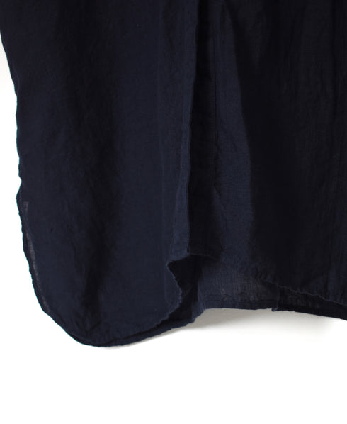 INMDS26002D 60s AUTOLOOM LINEN PLAIN OVERDYE FRILL COLLAR LONG SHIRTS