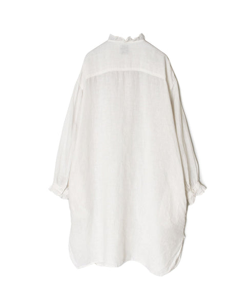 INMDS26002D 60s AUTOLOOM LINEN PLAIN OVERDYE FRILL COLLAR LONG SHIRTS