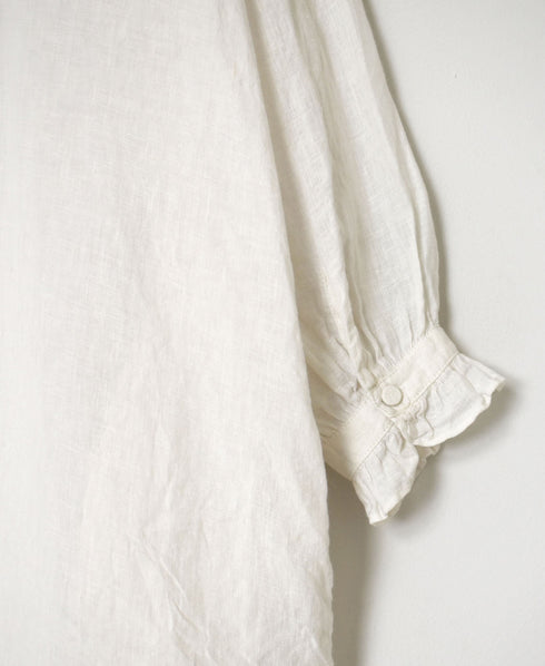 INMDS26002D 60s AUTOLOOM LINEN PLAIN OVERDYE FRILL COLLAR LONG SHIRTS
