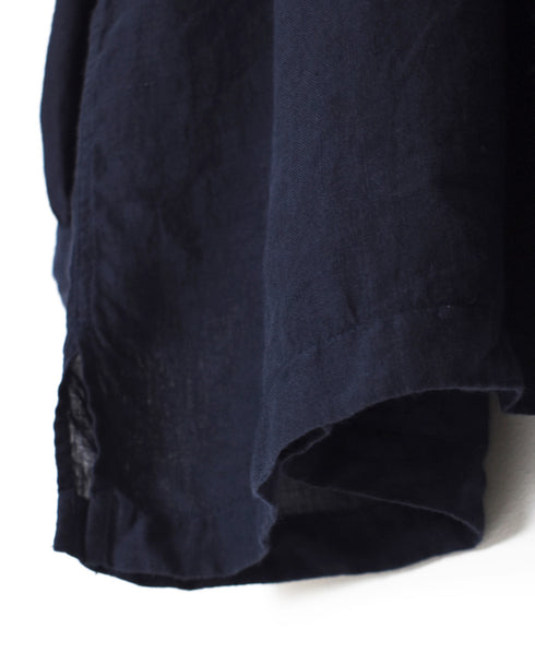 INMDS26003D 60s AUTOLOOM LINEN PLAIN OVERDYE BACK OPENING PULLOVER WITH MINI PINTUCK
