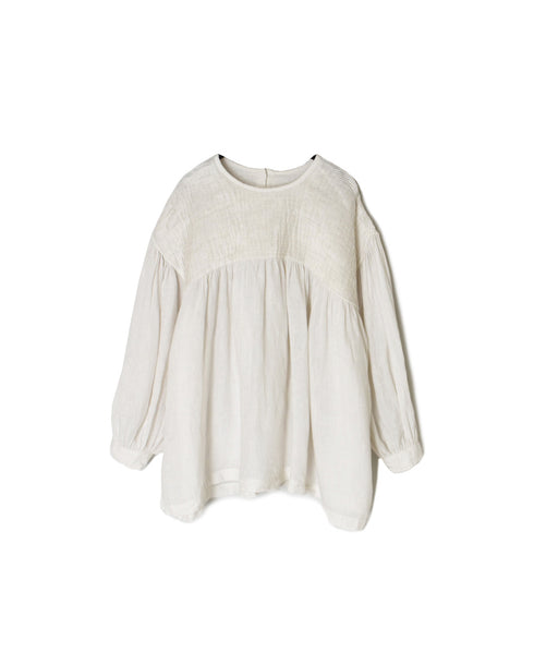 INMDS26003D 60s AUTOLOOM LINEN PLAIN OVERDYE BACK OPENING PULLOVER WITH MINI PINTUCK