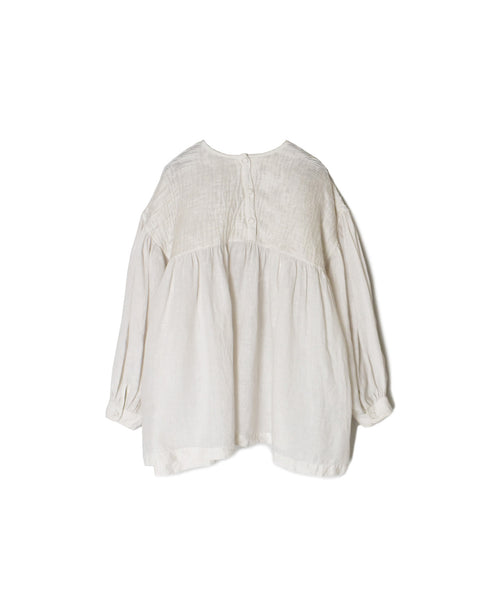 INMDS26003D 60s AUTOLOOM LINEN PLAIN OVERDYE BACK OPENING PULLOVER WITH MINI PINTUCK