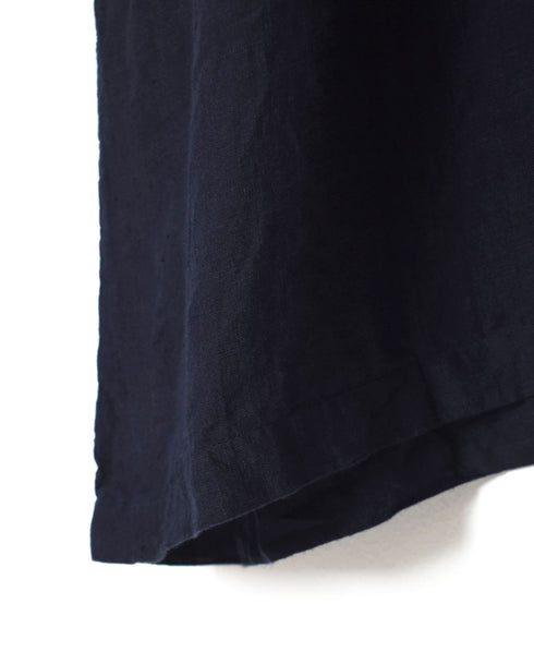 INMDS26004D 60s AUTOLOOM LINEN PLAIN OVERDYE BACK OPENING PULLOVER DRESS WITH MINI PINTUCK