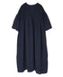 INMDS26004D 60s AUTOLOOM LINEN PLAIN OVERDYE BACK OPENING PULLOVER DRESS WITH MINI PINTUCK