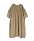 INMDS26004D 60s AUTOLOOM LINEN PLAIN OVERDYE BACK OPENING PULLOVER DRESS WITH MINI PINTUCK