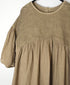 INMDS26004D 60s AUTOLOOM LINEN PLAIN OVERDYE BACK OPENING PULLOVER DRESS WITH MINI PINTUCK