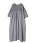 INMDS26004D 60s AUTOLOOM LINEN PLAIN OVERDYE BACK OPENING PULLOVER DRESS WITH MINI PINTUCK