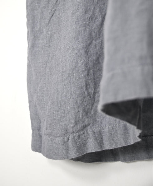 INMDS26004D 60s AUTOLOOM LINEN PLAIN OVERDYE BACK OPENING PULLOVER DRESS WITH MINI PINTUCK