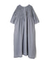INMDS26004D 60s AUTOLOOM LINEN PLAIN OVERDYE BACK OPENING PULLOVER DRESS WITH MINI PINTUCK