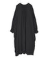 INMDS26011D AUTOLOOM LINEN/CO PLAIN OVERDYE BACK OPENING CREW-NECK SHIRTS DRESS WITH MINI PINTUCK
