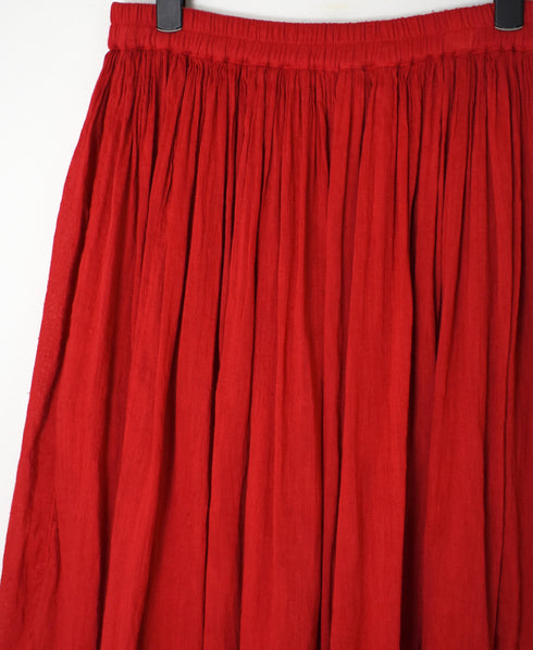 INMDS26012D 60s AUTOLOOM LINEN/COTTON PLAIN OVERDYE GATHERED SKIRT