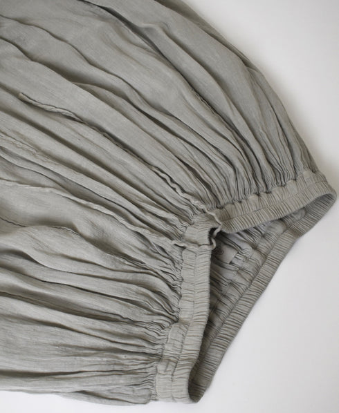 INMDS26012D 60s AUTOLOOM LINEN/COTTON PLAIN OVERDYE GATHERED SKIRT