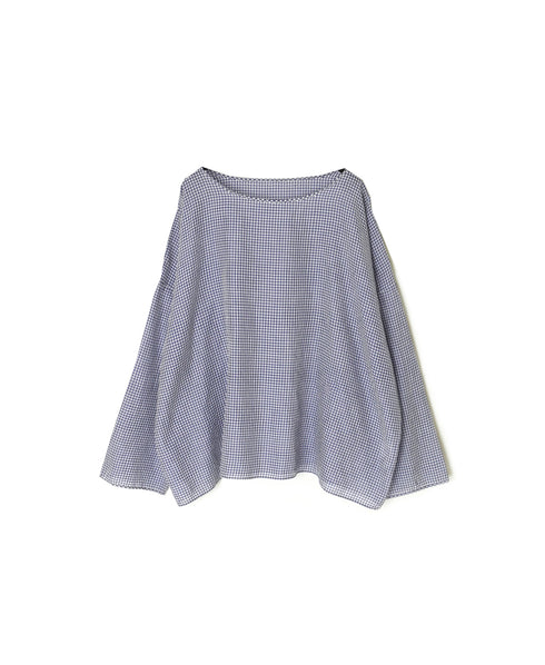 INMDS26022 HANDWOVEN COTTON/SILK SMALL GINGHAM CHECK DROP SHOULDER SMOCK