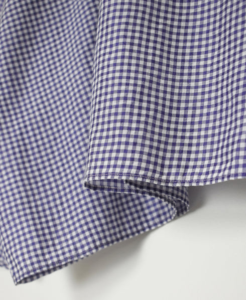 INMDS26022 HANDWOVEN COTTON/SILK SMALL GINGHAM CHECK DROP SHOULDER SMOCK