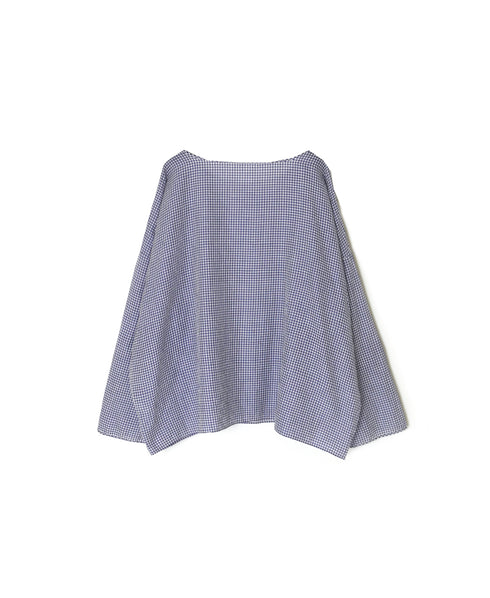 INMDS26022 HANDWOVEN COTTON/SILK SMALL GINGHAM CHECK DROP SHOULDER SMOCK