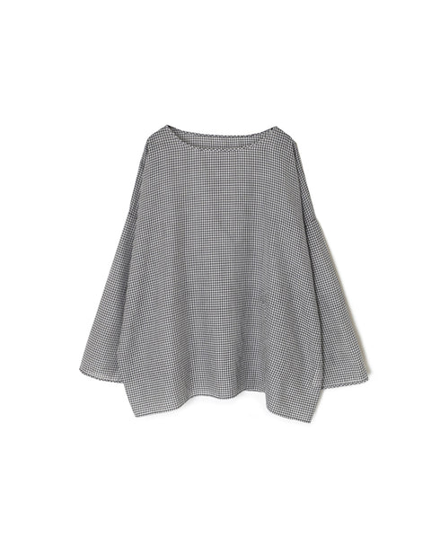 INMDS26022 HANDWOVEN COTTON/SILK SMALL GINGHAM CHECK DROP SHOULDER SMOCK